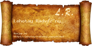 Lehotay Radvány névjegykártya